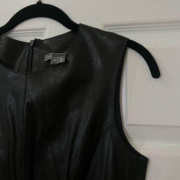 Vince Women’s 100% Lambskin Leather sleeveless Crewneck dress - Picture 5 of 9